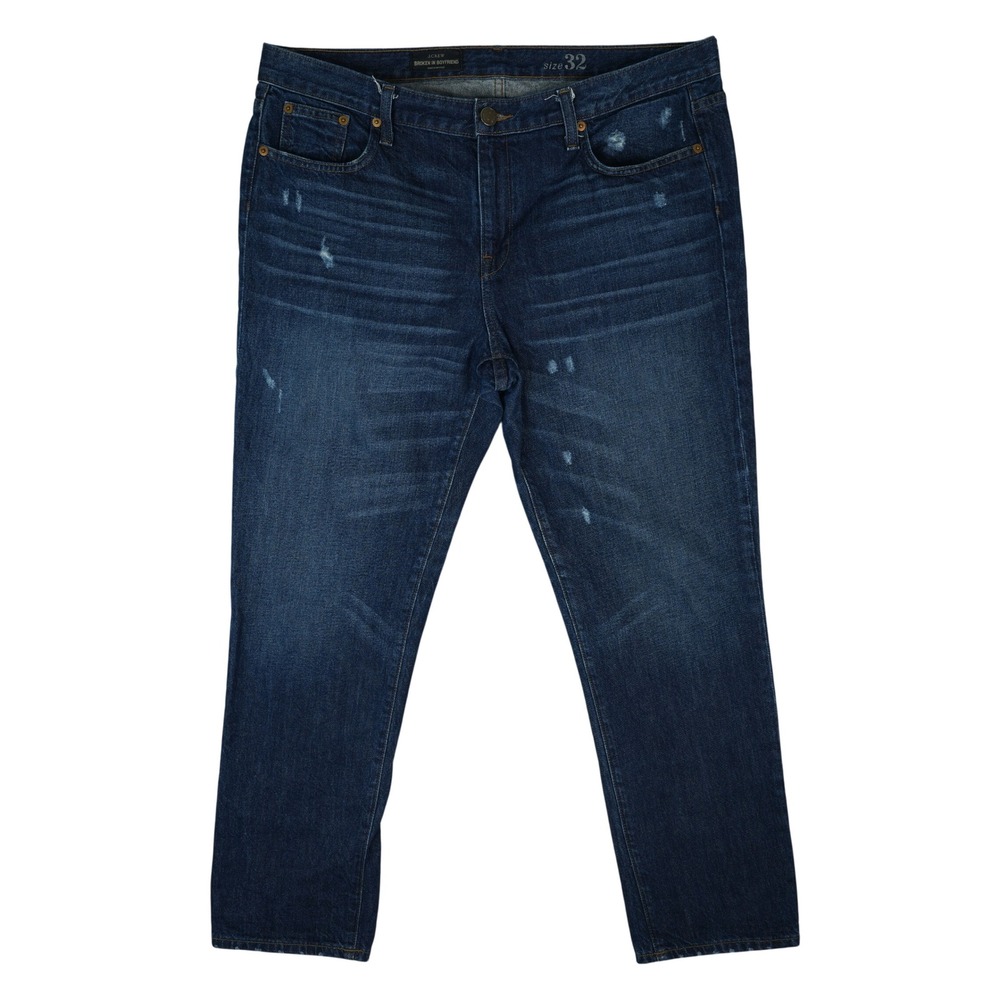 J.Crew Broken In Boyfriend Jeans Womens 32 (38x28) Blue Distressed 100% Cotton